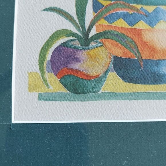 Southwest Still Life Colorful Watercolor Art Painting Wood Frame Artist Signed - Picture 4 of 9